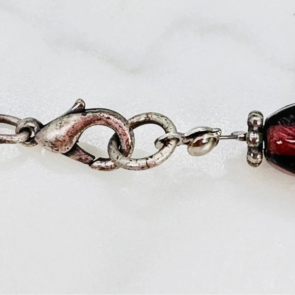 Glass Bead Medallion Necklace 18” Silver-tone Boho Circle Pendant Global… - Picture 5 of 10